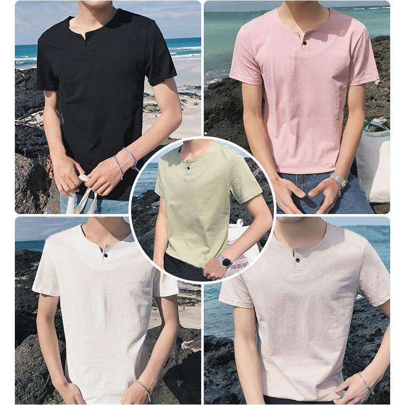 ｔシャツ カットソー 半袖 ヘンリーネック 丸首 丸襟 メンズ シンプル 無地 襟ボタン カジュアル 男性用 白 黒 カラバリ豊富 M L Xl 2x Top おとりよせ Com 通販 Yahoo ショッピング