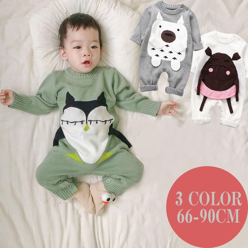 ベビー服 カバーオール ロンパース ベビー用ロンパース ベビー 赤ちゃん ニット風 動物 アニマル キャラクター 男の子 女の子 長袖 春 可愛い ラ Top おとりよせ Com 通販 Yahoo ショッピング