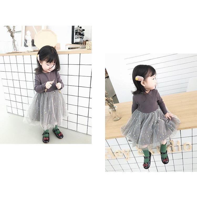 ドッキングワンピース 長袖 ラウンドネック チュールスカート ミモレ丈 膝下 重ね着風 フェイクレイヤード 子供用 キッズ フレアスカート Aライン Top おとりよせ Com 通販 Yahoo ショッピング