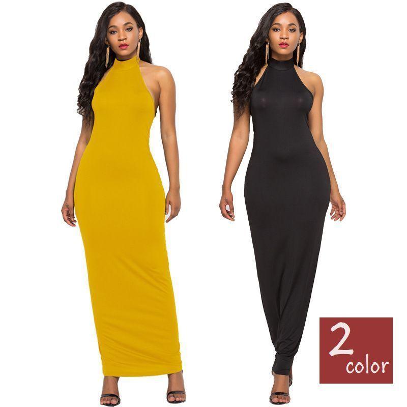 ワンピース レディース 女性用 マキシ丈 ロング タイト ホルターネック 背中見せ ノースリーブ 無地 ドレス アメリカンアームホール セクシー パー Top おとりよせ Com 通販 Yahoo ショッピング