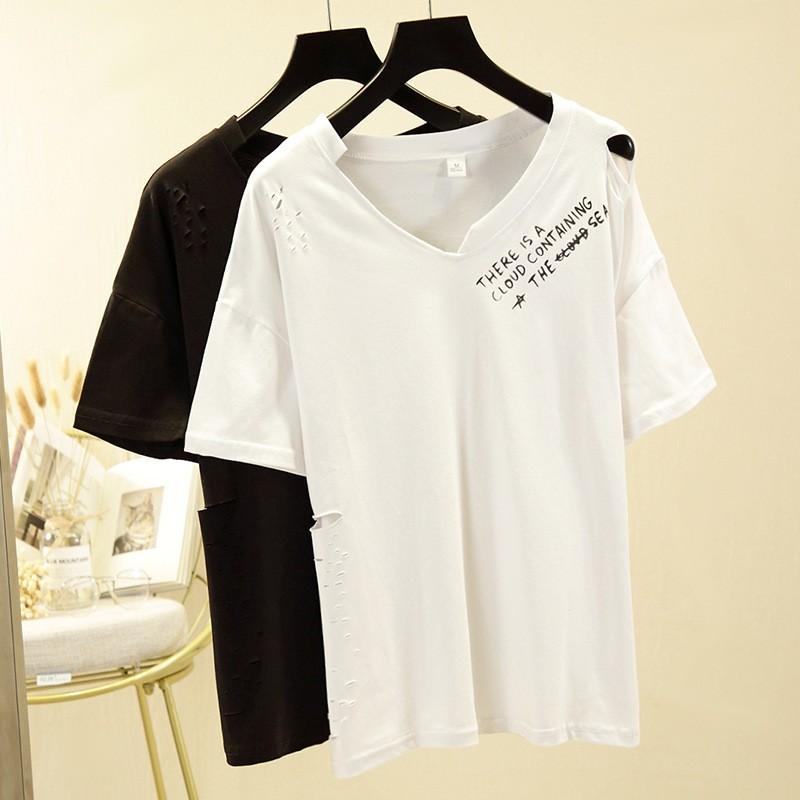 ダメージ加工半袖tシャツ 半袖tシャツ トップス レディース Tシャツ 半袖 Vネック ダメージ加工 カット 英字 英語 無地 シンプル ビンテージ感 Top おとりよせ Com 通販 Yahoo ショッピング