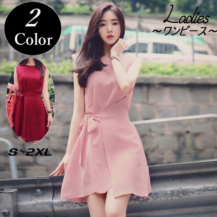 ワンピース レディース ノースリーブ ボートネック 女性 ミニ 膝上 スリム ウエストリボン Aライン おしゃれ フォーマル 春 夏 S M L Xl Top おとりよせ Com 通販 Yahoo ショッピング