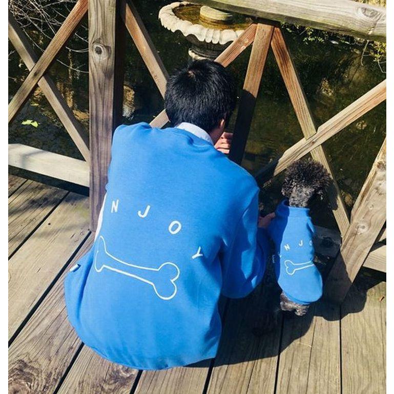 トレーナー お揃い 愛犬とお揃い 骨 ボーン Enjoy ブルー ペア 双子コーデ 秋 冬 あったか 長袖 おしゃれ 可愛い Top おとりよせ Com 通販 Yahoo ショッピング