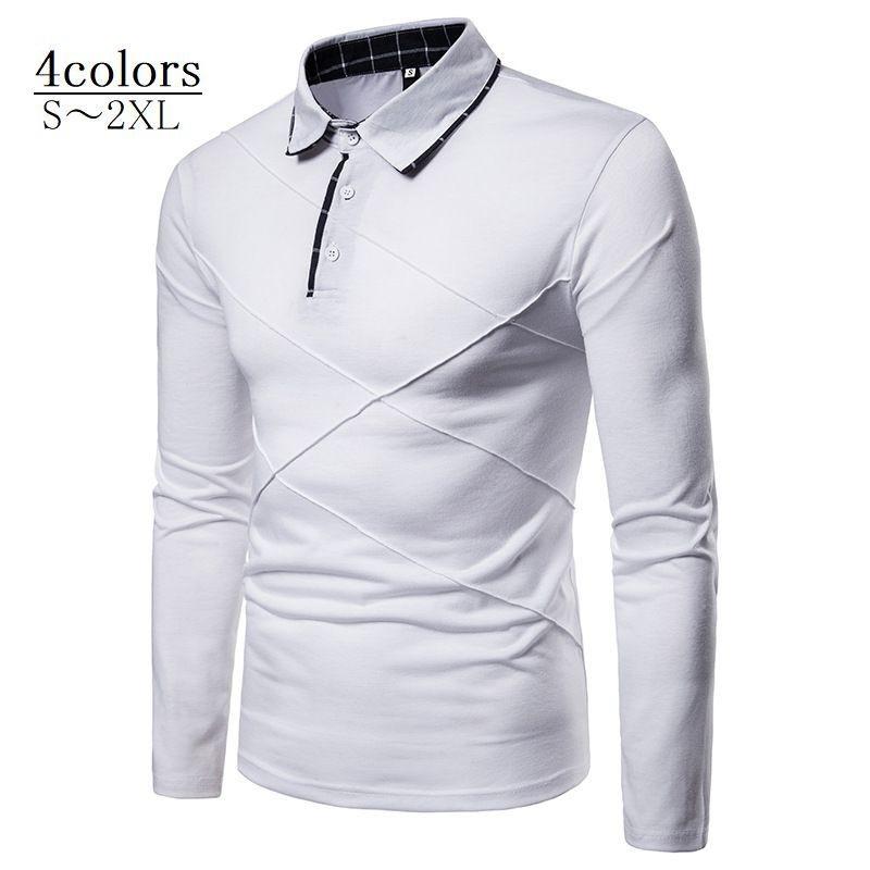ポロシャツ 長袖 メンズ トップス プルオーバー 角襟 前ボタン 3つボタン 斜めライン ライン チェック 柄付き襟 シンプル おしゃれ かっこいい Top おとりよせ Com 通販 Yahoo ショッピング
