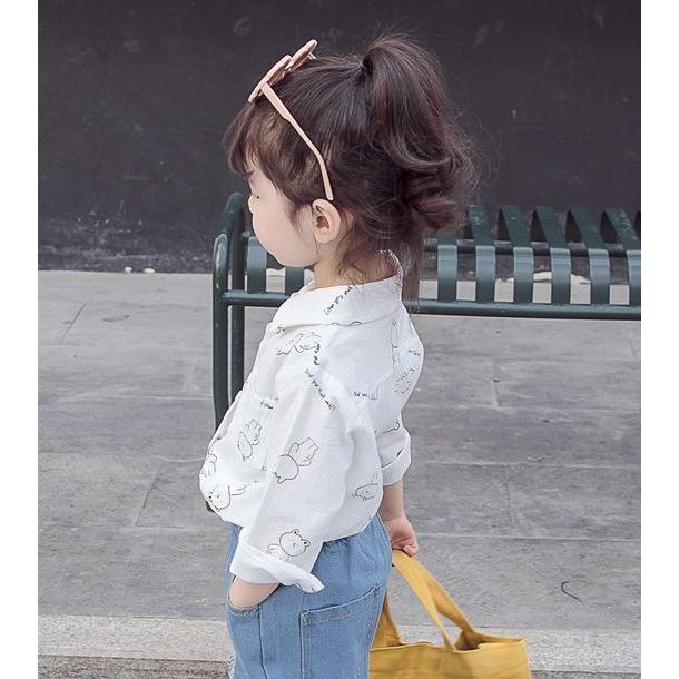 長袖シャツ ブラウス 子供服 キッズ ベビー 男の子 女の子 前開き 襟付き クマ イラスト プリント かわいい おしゃれ Top おとりよせ Com 通販 Yahoo ショッピング