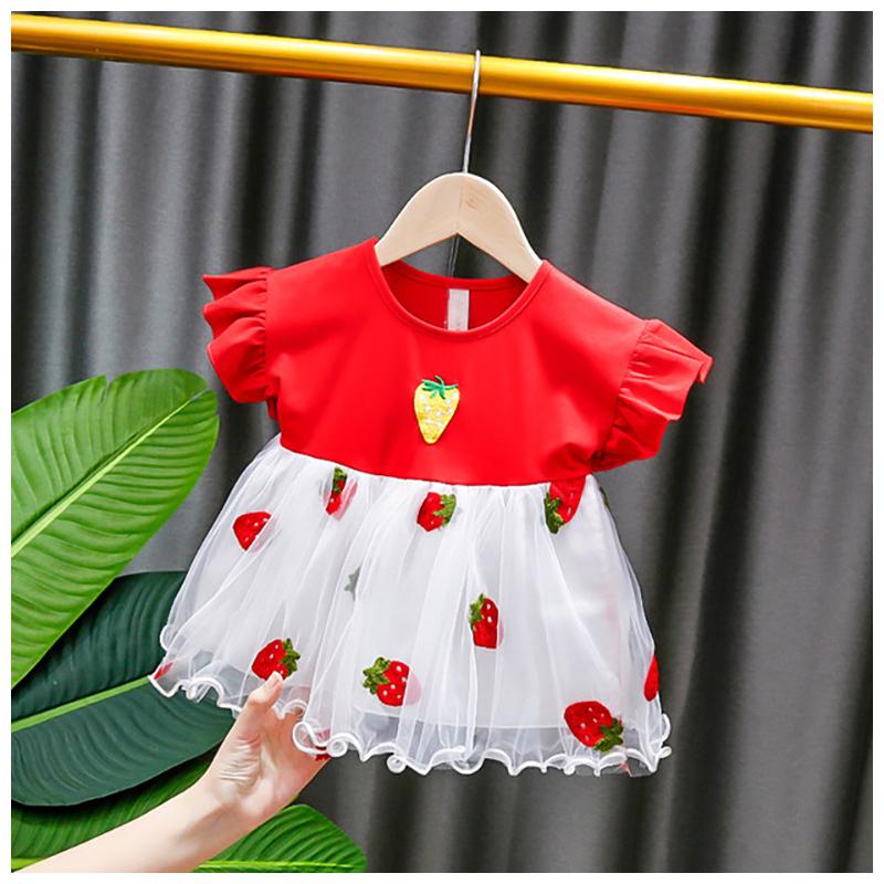 ベビー服 ベビーウェア ワンピース 半袖 さくらんぼ チェリー 刺繍 チュールスカート かわいい お出かけ 夏 女の子 赤 ピンク 70cm 80cm Top おとりよせ Com 通販 Yahoo ショッピング