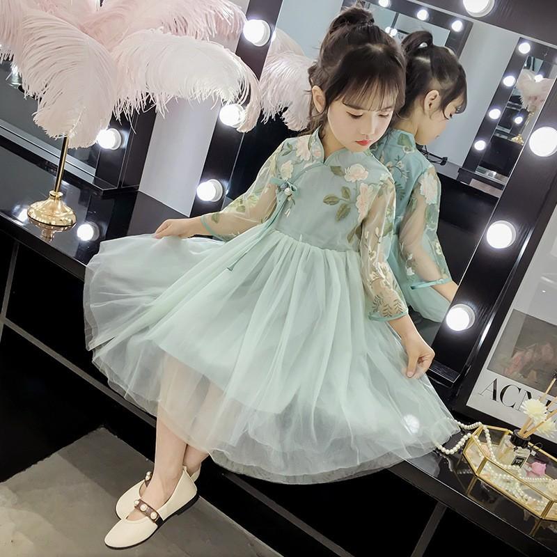 ドレス ワンピース キッズ 子ども 子供服 女の子 ガール 女児 ジュニア 七分袖 袖あり 刺繍 襟付き 膝丈 チュール シースルー フレア 花 刺繍 Top 404 おとりよせ Com 通販 Yahoo ショッピング