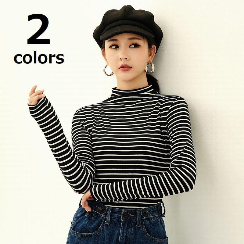 カットソー レディース トップス 長袖 ハイネック ボーダー Tシャツ かわいい カジュアル おしゃれ 着回し ヘビロテ 女性 女の子 春 秋 人気 Top おとりよせ Com 通販 Yahoo ショッピング