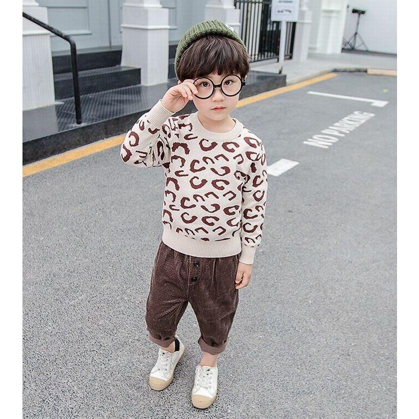 ニット キッズ 男の子 女の子 セーター ヒョウ柄 レオパード 子供服 クルーネック 長袖 トップス カジュアル おしゃれ かわいい 90 100 1 Top 25733 おとりよせ Com 通販 Yahoo ショッピング