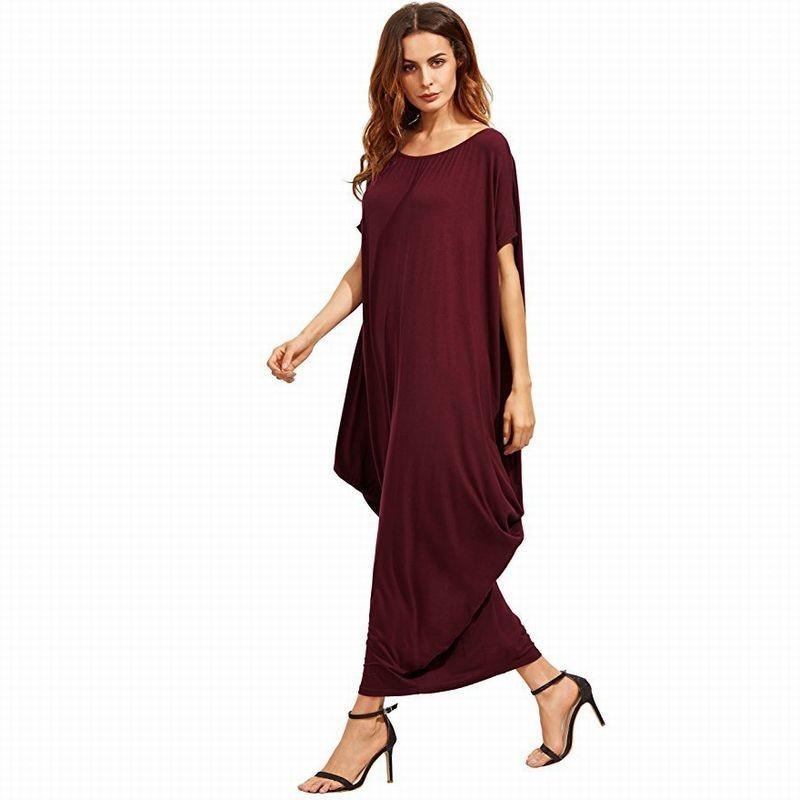ワンピース ロングワンピース レディース 半袖 ロング丈 ラウンドネック バットスリーブ バットウィングスリーブ バルーン裾 変わった形 体型カバー Top おとりよせ Com 通販 Yahoo ショッピング