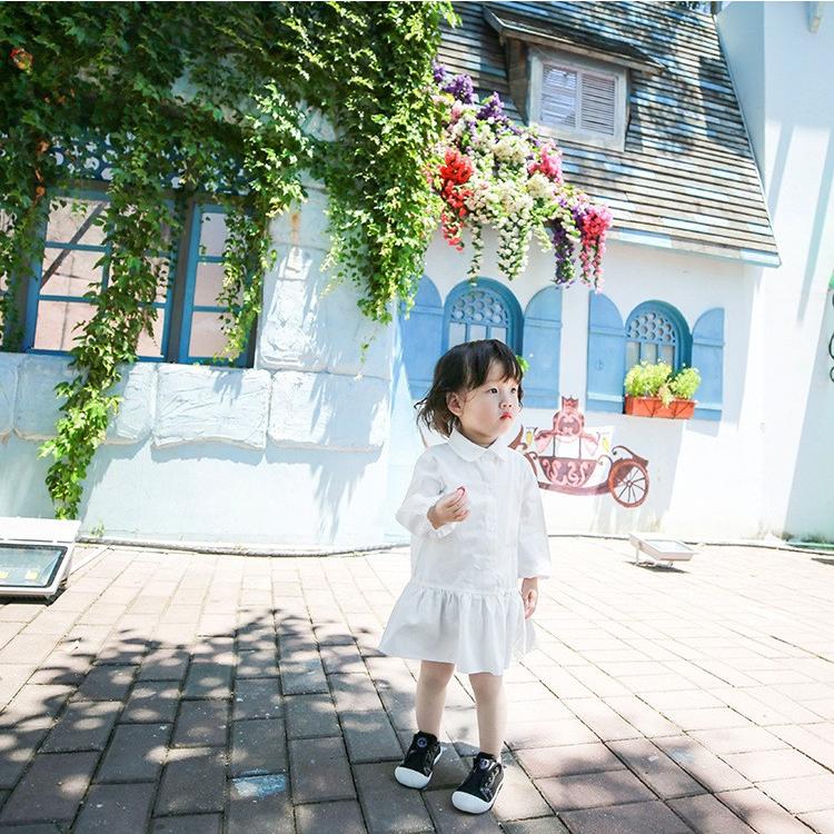 シャツワンピース ワンピーススカート トップス キッズ 女の子 子供服 長袖 膝上丈 前ボタン ホワイト かわいい おしゃれ Top おとりよせ Com 通販 Yahoo ショッピング