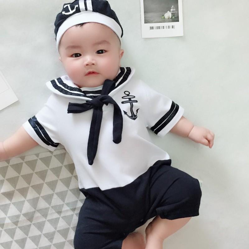 半袖ロンパース カバーオール ベビー 赤ちゃん服 水兵さん マリンルック 帽子付き セット 襟付き セーラー服 かわいい 出産祝い Top おとりよせ Com 通販 Yahoo ショッピング