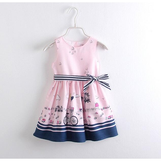 ワンピース ノースリーブ キッズ 女の子 女児 ガールズ 子供 かわいい おしゃれ リボン ピンク プリント イラスト お出かけ 膝丈 ハート Top おとりよせ Com 通販 Yahoo ショッピング