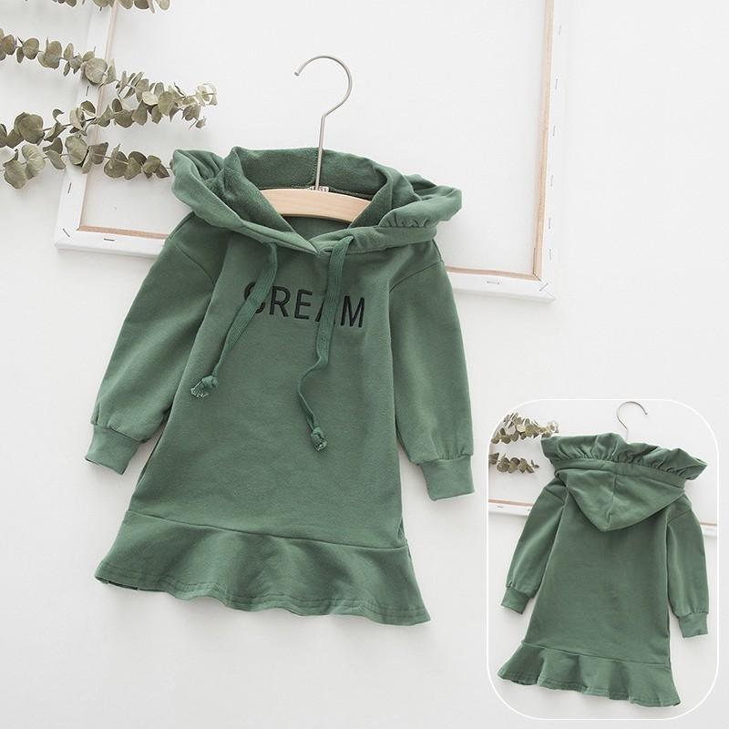 パーカーワンピース ミニワンピース 長袖 フード付き ミニ丈 ショート丈 子供服 キッズ スウェット スエット 裾フレア フリル 英字刺繍 シンプル Top おとりよせ Com 通販 Yahoo ショッピング