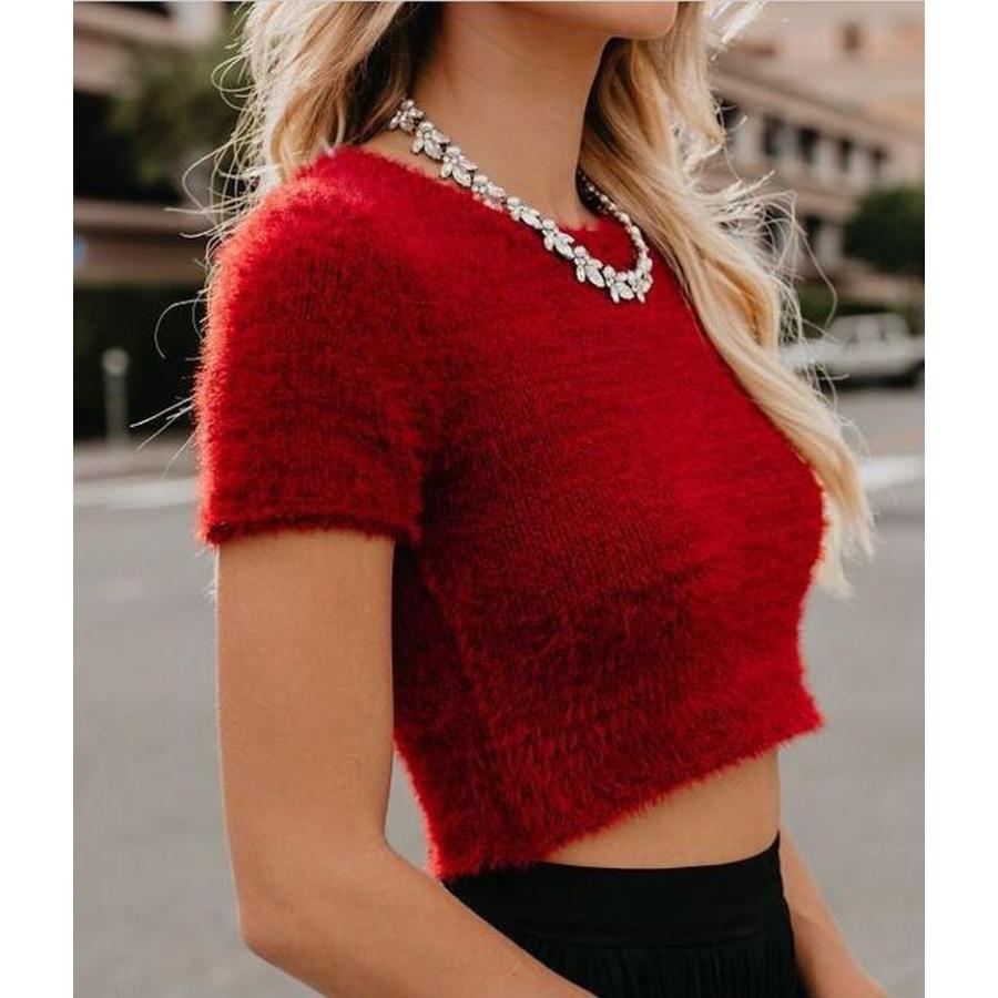 ニットトップス ショート丈 半袖 へそ出しコーデ へそ出し お腹見せ セクシー 大人女子 秋 冬 冬コーデ おしゃれ レディース Top おとりよせ Com 通販 Yahoo ショッピング