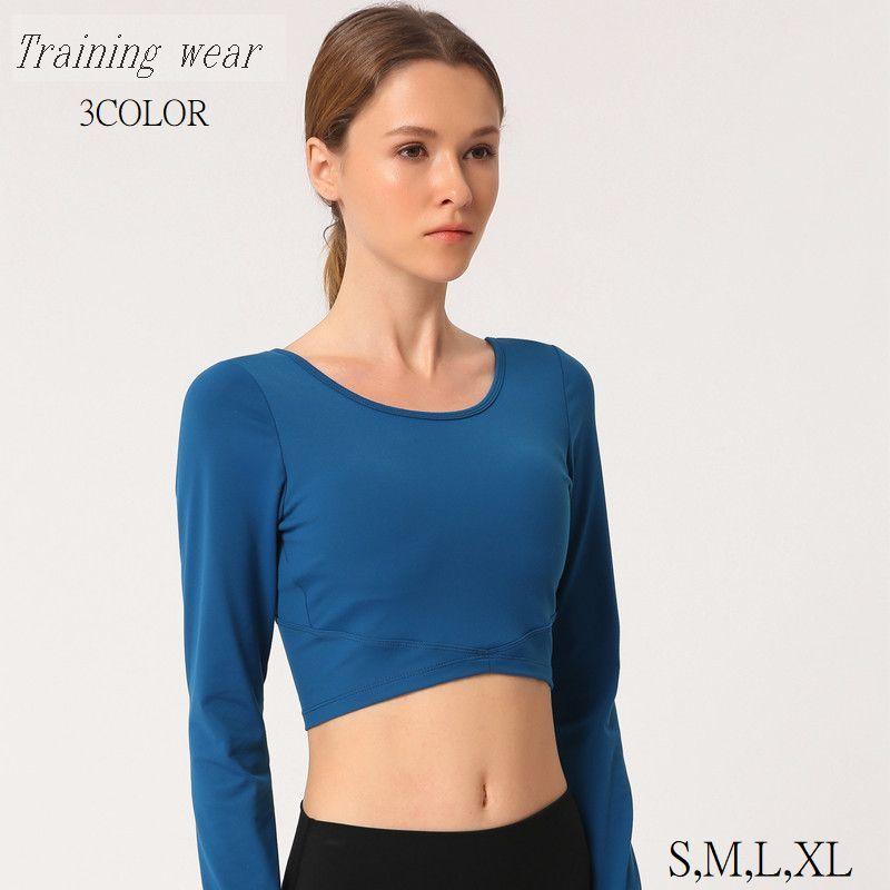 トレーニングウェア レディース 長袖 ラウンドネック 黒 緑 青 単品 へそ出し フィットネスウェア 筋トレ スポーツウェア ジム ランニング Top 348 おとりよせ Com 通販 Yahoo ショッピング