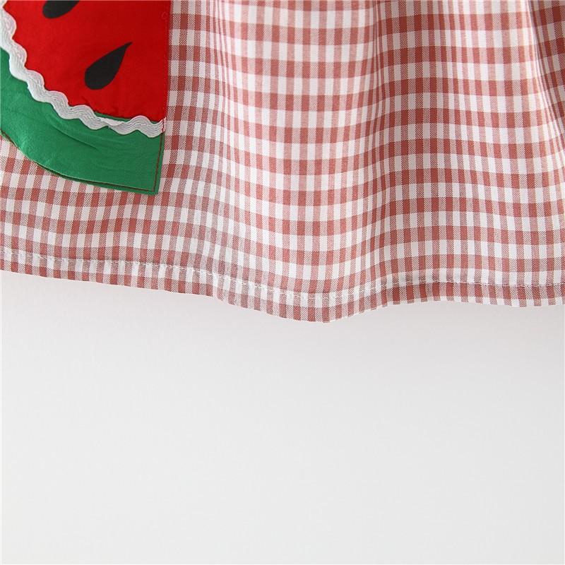 本店は ベビー服 シューズ ワンピース 子供服 子供用 女の子 ベビー キッズ ノースリーブ スクエアネック チェック柄 スイカ フレアスカート お出かけ おしゃれ かわいい 果