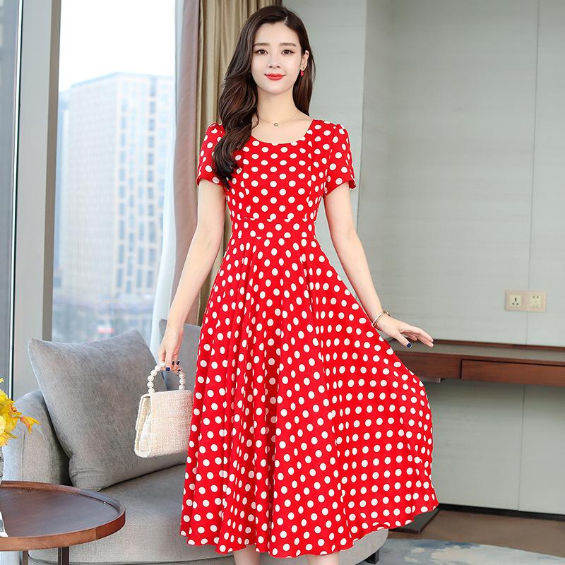 ワンピース レディース 夏服 半袖 クルーネック ミモレ丈 ロング丈 Aライン 水玉柄 リゾートワンピ 可愛い おしゃれ お出かけ 旅行 女の子 女性 Top おとりよせ Com 通販 Yahoo ショッピング