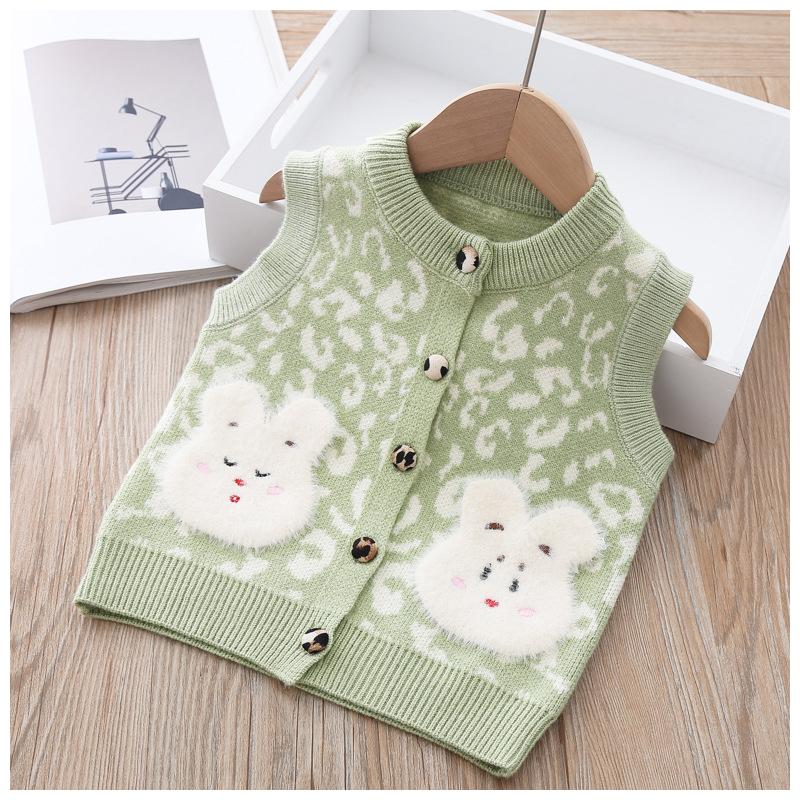 ベスト ニット トップス 子供服 キッズ ベビー 男の子 女の子 ランドネック ノースリーブ ウサギ イラスト 前開き ボタン リブ 暖かい かわいい Top おとりよせ Com 通販 Yahoo ショッピング