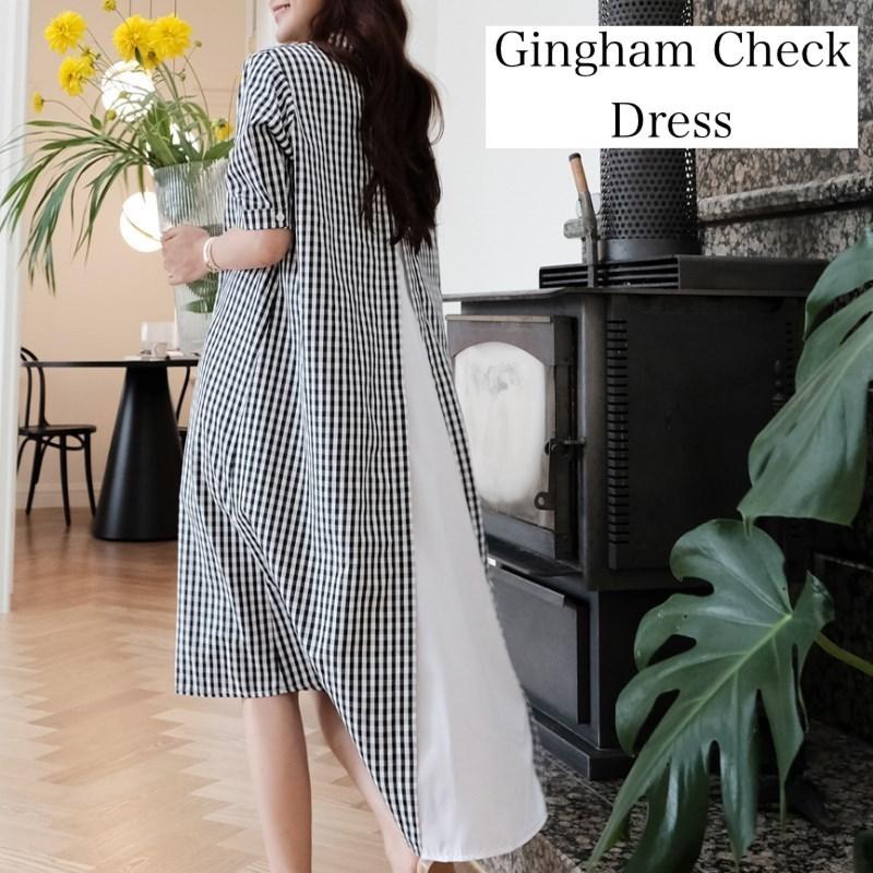ワンピース シャツワンピース 半袖 開襟 膝丈 ギンガムチェック 女性用 レディース フィッシュテール アシンメトリー 可愛い かわいい おしゃれ 切 Top おとりよせ Com 通販 Yahoo ショッピング