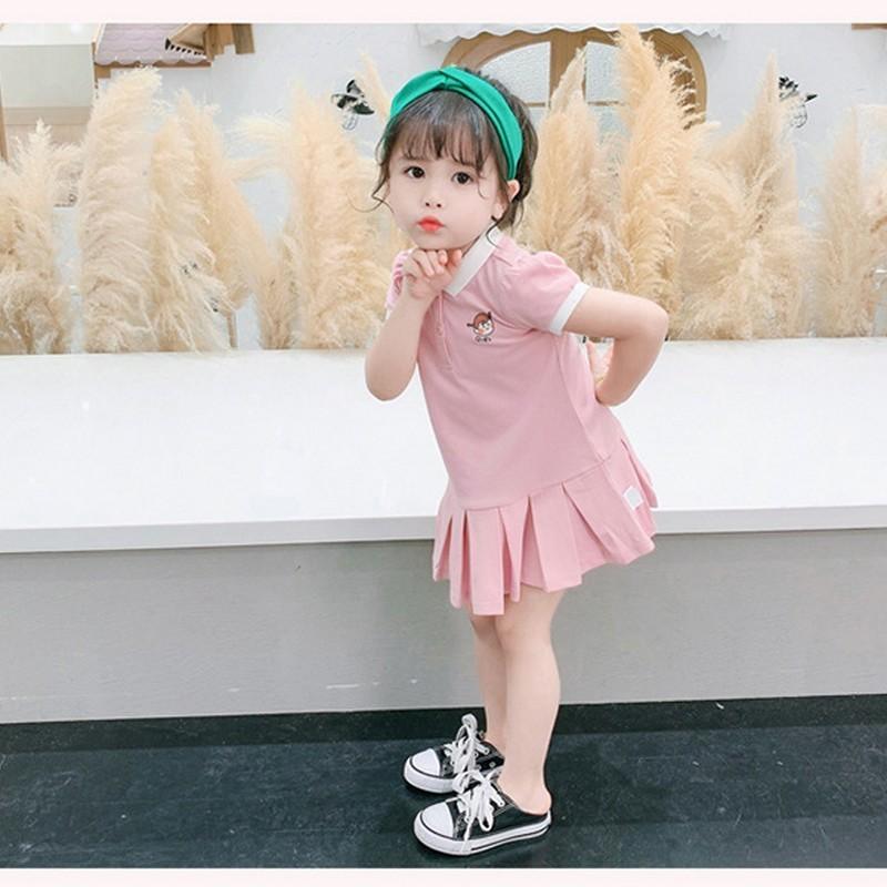 ポロシャツワンピース 子供服 キッズ ベビー 女の子 ガールズ 半袖 襟付き ワンポイント イラスト プリント プリーツ加工 ミニ丈 かわいい おしゃ Top おとりよせ Com 通販 Yahoo ショッピング