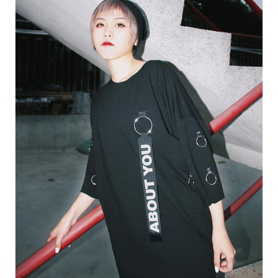 ワンピース Tシャツワンピース 七分袖 レディース 夏服 ラウンドネック ひざ丈 無地 サイドスリット リング カジュアル かっこいい おしゃれ お出 Top おとりよせ Com 通販 Yahoo ショッピング