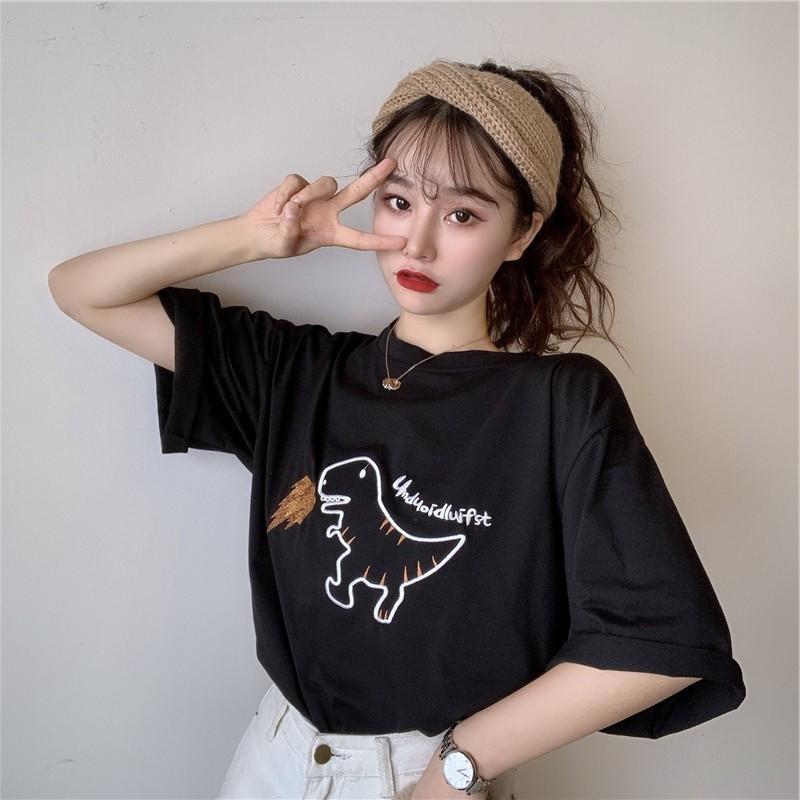 カットソー Tシャツ 半袖 レディース 女性 婦人 トップス 刺繍 ロゴ イラスト 恐竜 カジュアル ゆったり かわいい おしゃれ お出かけ 部屋着 Top おとりよせ Com 通販 Yahoo ショッピング