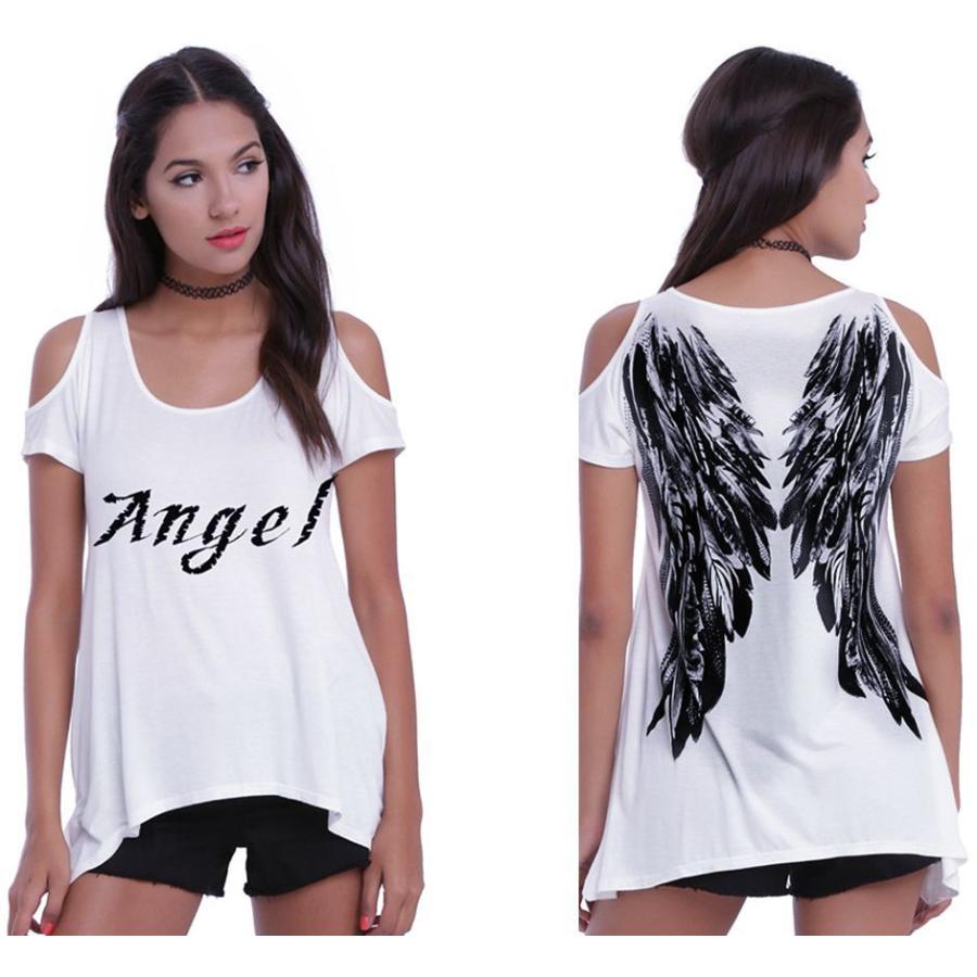 Tシャツ カットソー 半袖 ラウンドネック トップス ゆったり ダボ カジュアル レディースファッション 大人 羽 柄 涼しい モノトーン セクシー Top おとりよせ Com 通販 Yahoo ショッピング