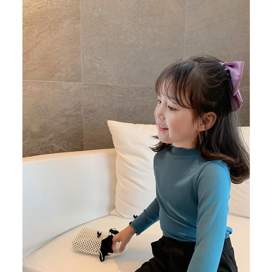 カットソー 長袖 ハイネック ロングTシャツ 子供服 キッズ ベビー ジュニア 女の子 トップス かわいい おしゃれ メロウフリル 袖口リボン 袖口フ｜mignonlindo｜10