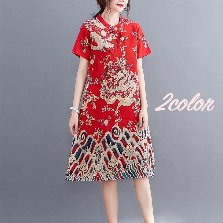 ワンピース Aライン レディース 女性 半袖 ミディアム丈 膝丈 クルーネック ポケット付き Tシャツワンピ リボン 和風 和柄 龍 波 お洒落 可愛 Top おとりよせ Com 通販 Yahoo ショッピング