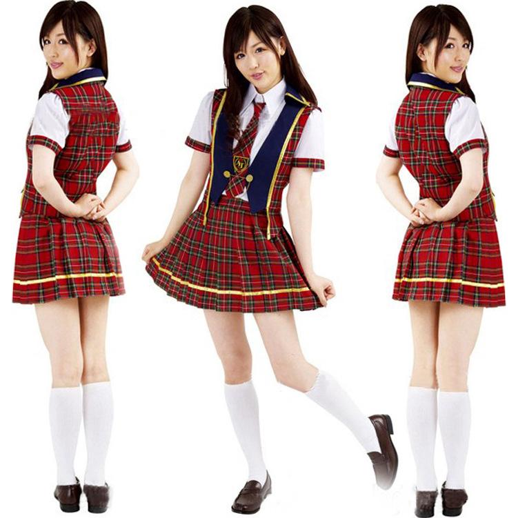 コスプレ コスチューム レディース 制服 学生服 女子高生 アイドル 半袖 シャツ ベスト ネクタイ プリーツスカート ミニスカート チェック レッド Top おとりよせ Com 通販 Yahoo ショッピング