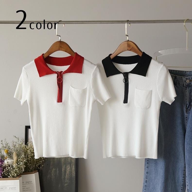 ニットトップス 半袖 リブニット プルオーバー トップス レディース 女性 婦人服 シンプル おしゃれ かわいい 可愛い カジュアル Top おとりよせ Com 通販 Yahoo ショッピング