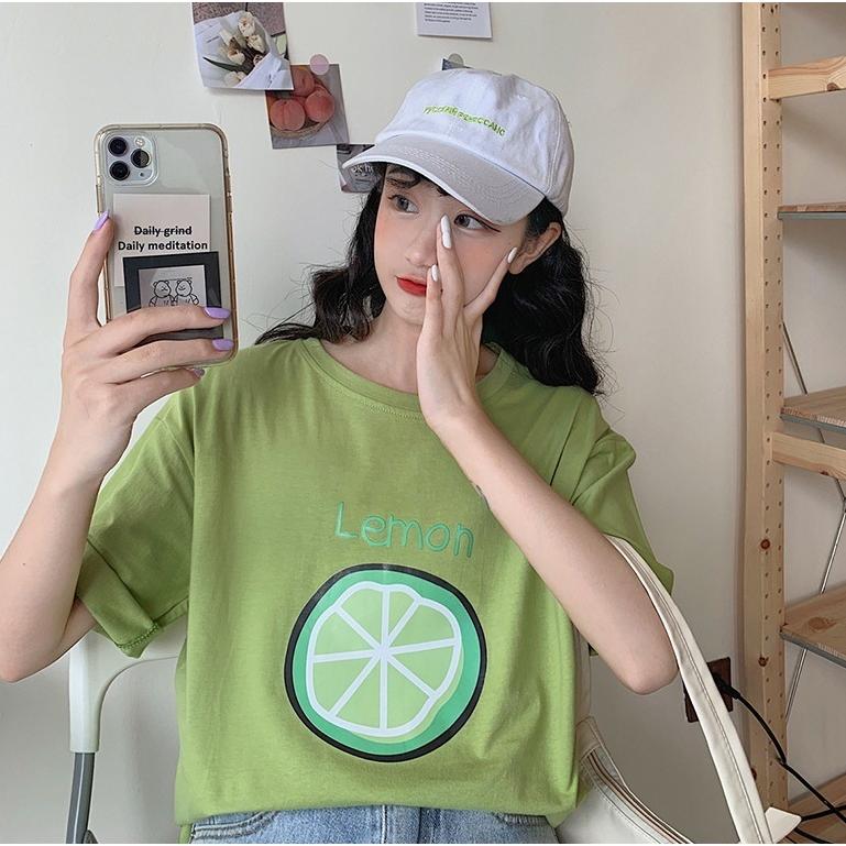 Tシャツ レディース 女性 トップス 半袖 ラウンドネック イラスト レモン プリント 英字ロゴ お洒落 カジュアル 可愛い お出かけシーン 普段使い Top おとりよせ Com 通販 Yahoo ショッピング
