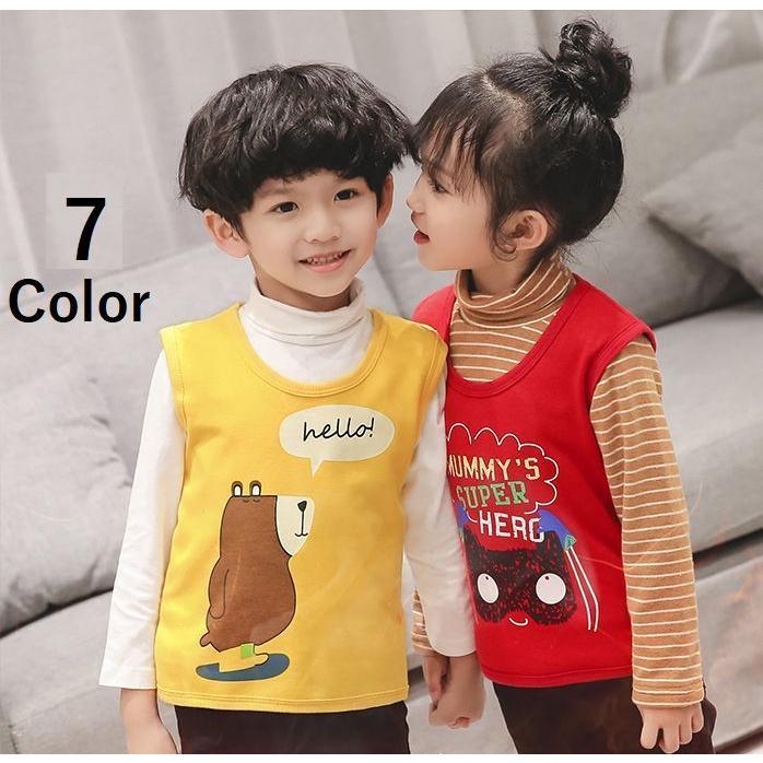 ベスト ノースリーブ 袖なし Uネック コットン 裏起毛 防寒 暖かい 子供服 子供用 キッズ ベビー 男の子 女の子 イラスト 動物 車 クルマ 可 Top おとりよせ Com 通販 Yahoo ショッピング