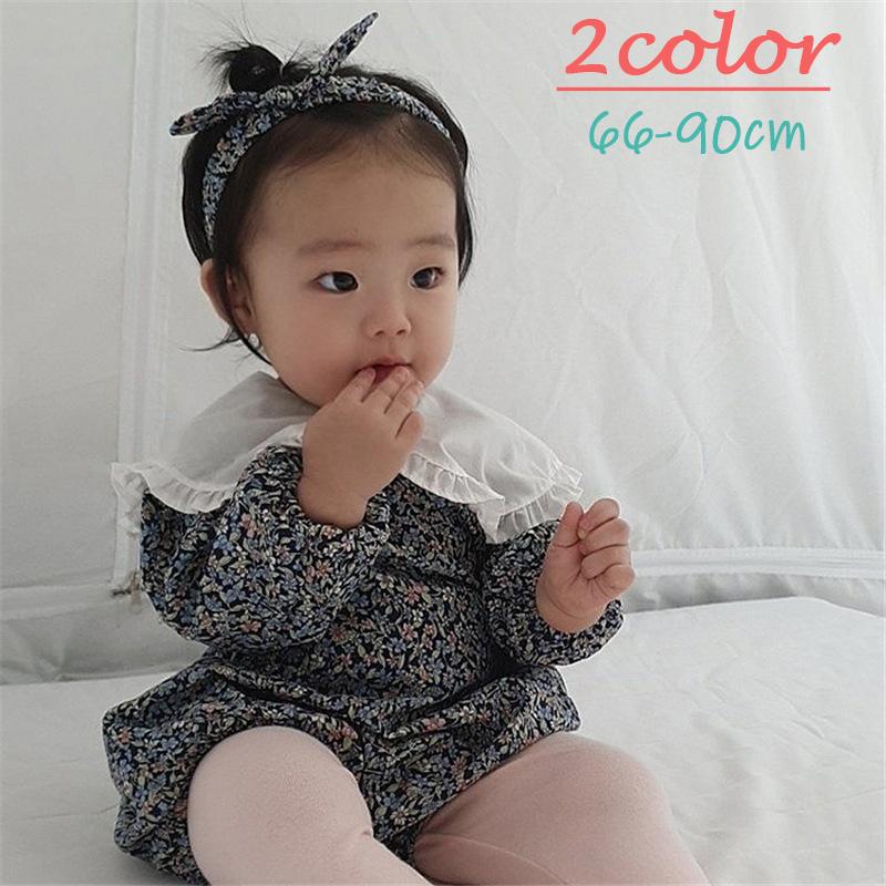 ロンパース 2点セット カバーオール ヘアバンド付き 子供服 ベビー 女児 女の子 新生児 赤ちゃん 襟付き 花柄 長袖 袖口ゴム フリル 春 秋 か Top おとりよせ Com 通販 Yahoo ショッピング