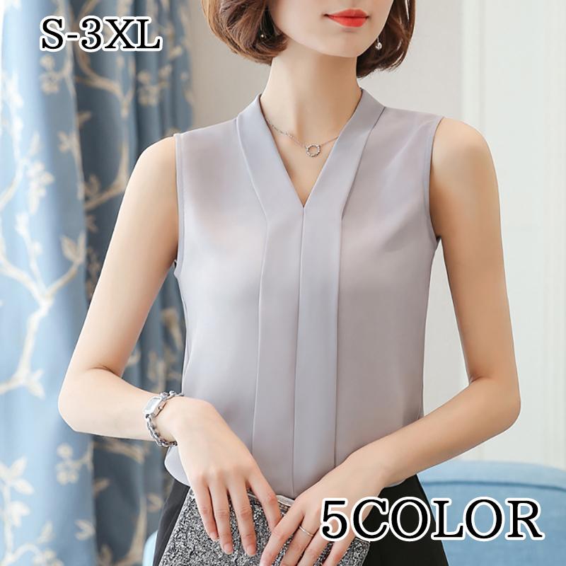 ブラウス ノースリーブ Vネック トップス レディース 女性 タンクトップ シンプル 無地 おしゃれ 春 夏 秋 綺麗め 大きいサイズ プルーオーバー Top 562 おとりよせ Com 通販 Yahoo ショッピング