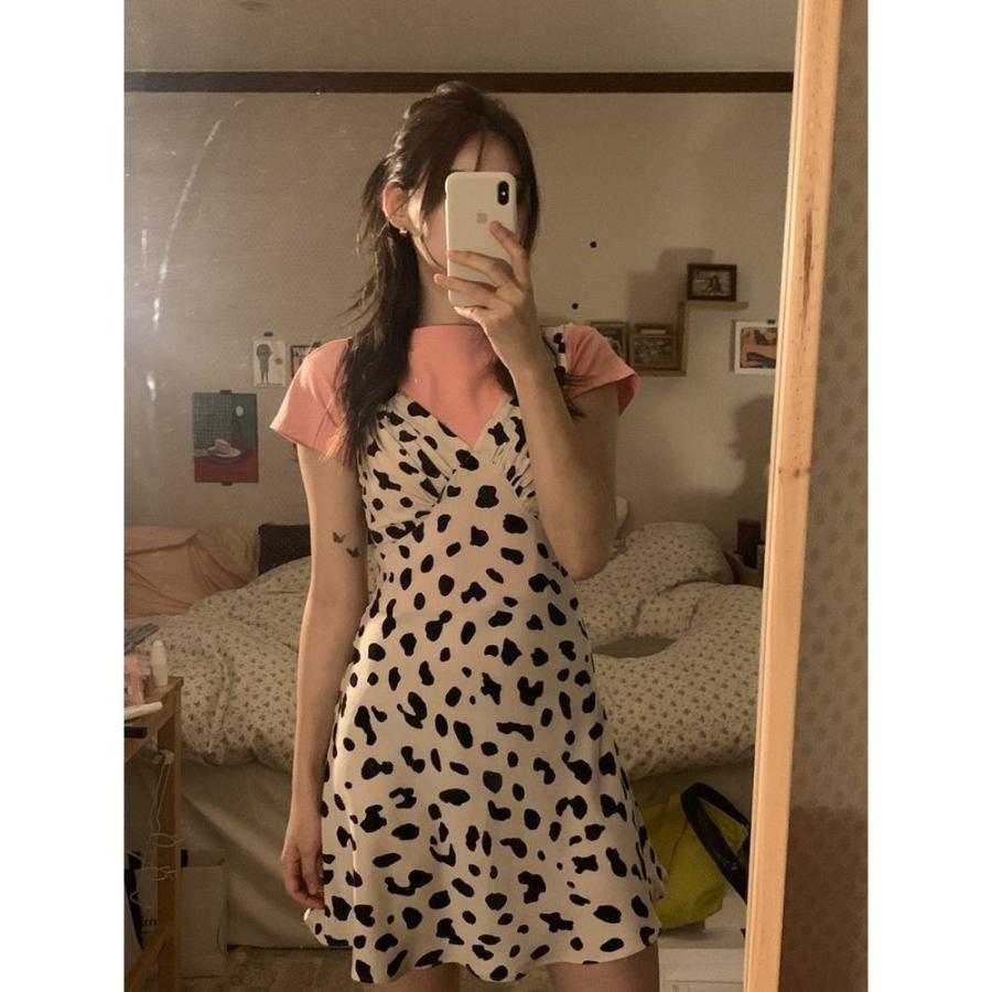 ワンピース ノースリーブ キャミワンピース ミニワンピース レディース かわいい おしゃれ 着回し 涼しい 夏 牛柄 Top 590 おとりよせ Com 通販 Yahoo ショッピング