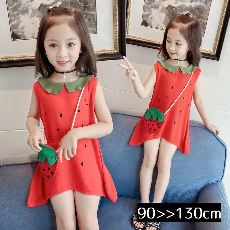 ワンピース 子供服 女の子 キッズ ベビー ガーリー ノースリーブ かわいい お出かけ 襟付き 膝丈 夏服 赤 ドレス 丸襟 膝上 子供用 Top おとりよせ Com 通販 Yahoo ショッピング