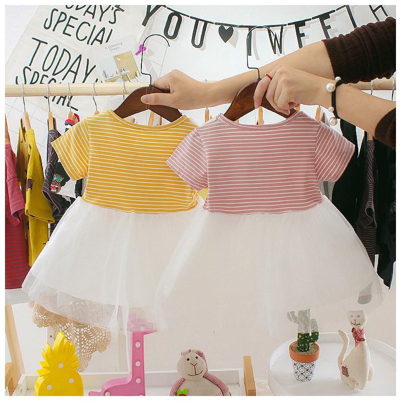 ベビー服 ベビーウェア ワンピース 半袖 ボーダー リボン チュールスカート レース ふんわり かわいい お出かけ 夏 女の子 ピンク イエロー 70 Top おとりよせ Com 通販 Yahoo ショッピング