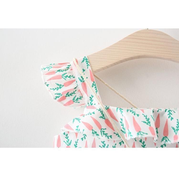 ワンピース ノースリーブ ベビー キッズ 子供 女の子 フリル フレア キャミソール キャミワンピ ポシェット付き かわいい 夏 イラスト にんじん Top おとりよせ Com 通販 Yahoo ショッピング