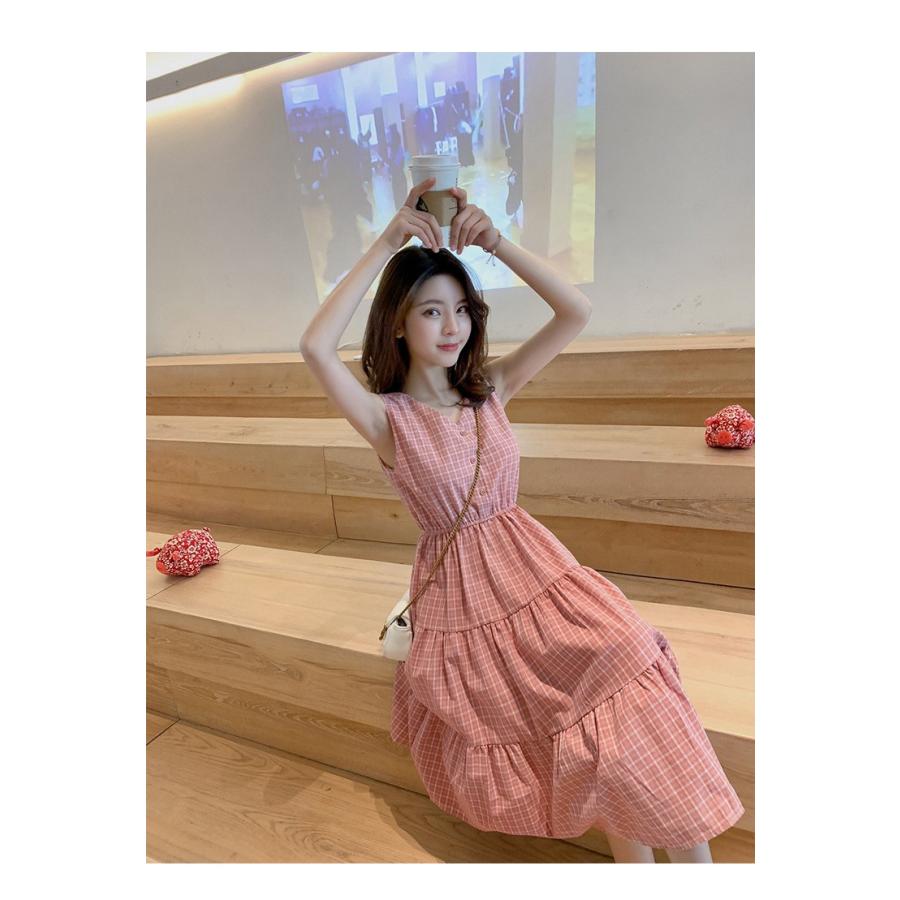 ティアードワンピース ノースリーブ 膝丈 チェック柄 ボタン Vネック レディース 春 夏 かわいい おしゃれ ガーリー Top おとりよせ Com 通販 Yahoo ショッピング
