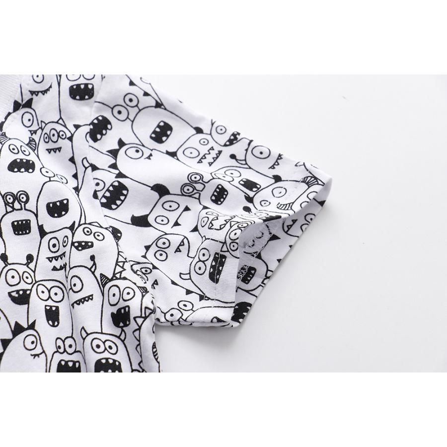 Tシャツ キッズ ベビー 子ども服 赤ちゃん 男の子 女の子 半袖 トップス ラウンドネック イラストプリント モンスター 総柄 手書風 プルオーバー Top おとりよせ Com 通販 Yahoo ショッピング