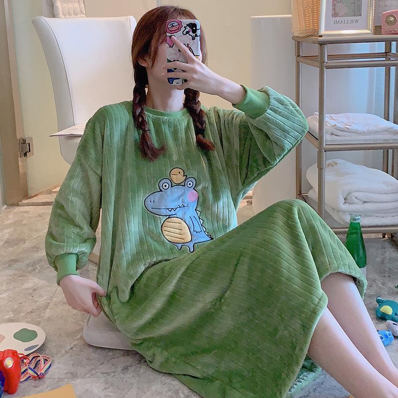 ルームウェア ワンピース レディース 女性 婦人 長袖 ラウンドネック リブ ベロア調 恐竜 ヒヨコ アボカド パジャマ 部屋着 Top おとりよせ Com 通販 Yahoo ショッピング