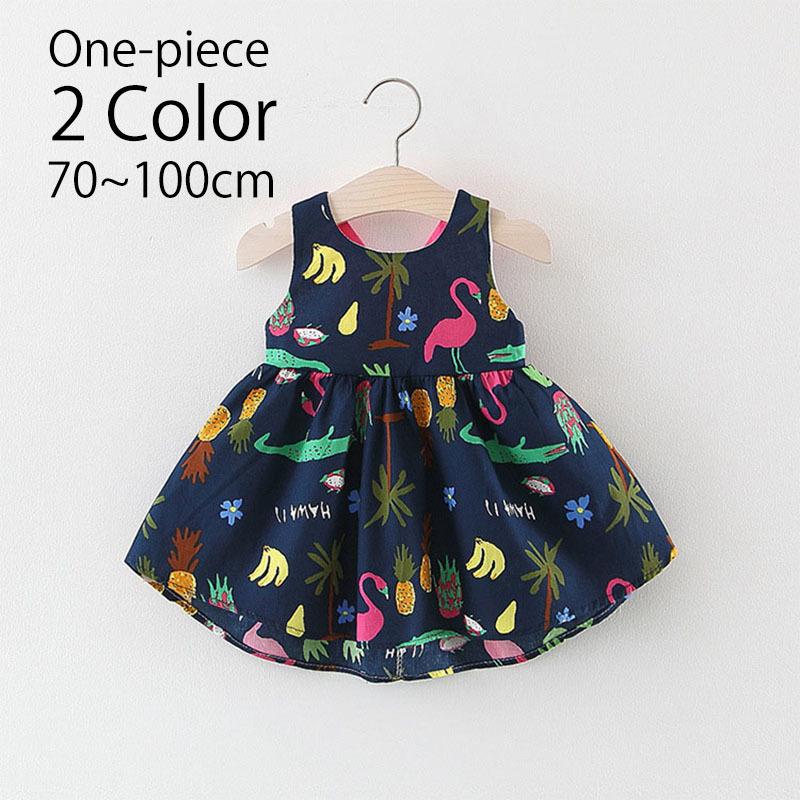 ワンピース ノースリーブ ベビー キッズ 子供服 女児 女の子 ラウンドネック Aライン フレア トロピカル 春 夏 可愛い キュート お出かけ Top 676 おとりよせ Com 通販 Yahoo ショッピング