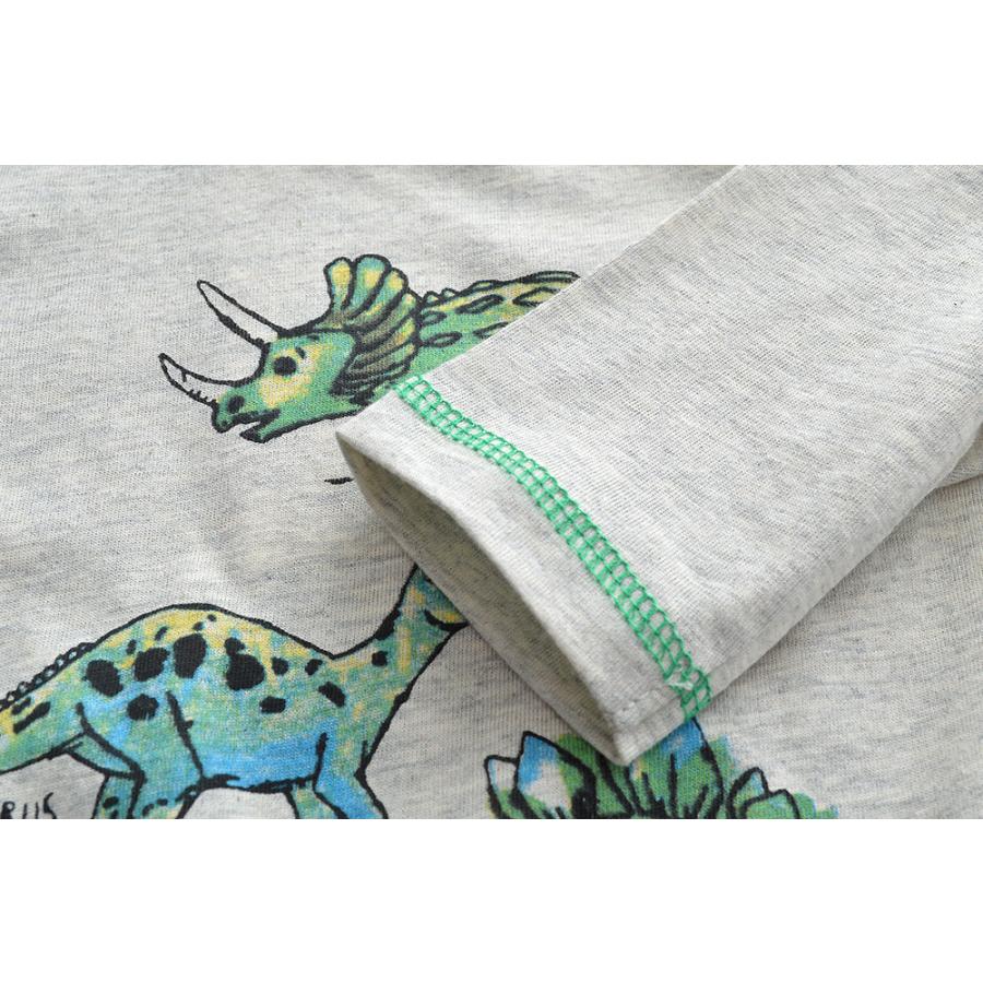 Tシャツ 長袖 カットソー 子供 キッズ 男の子 子供服 トップス ラウンドネック 恐竜 ダイナソー 水彩タッチ イラスト入り プリント入り シンプル Top おとりよせ Com 通販 Yahoo ショッピング