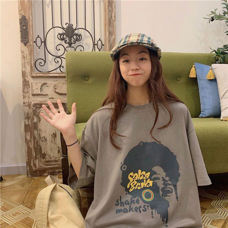 半袖カットソー レディース 婦人服 Tシャツ ラウンドネック イラスト ロゴプリント ビッグシルエット カジュアル おしゃれ｜mignonlindo｜05