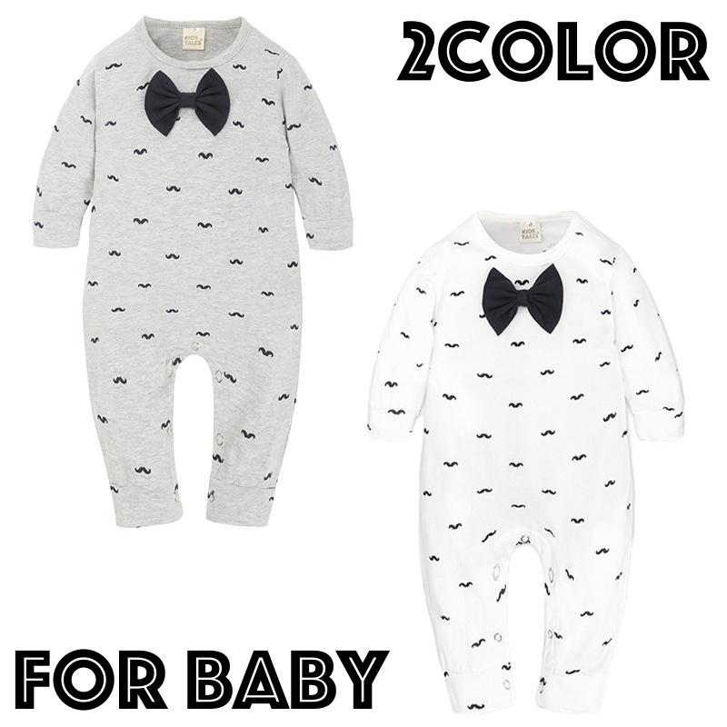 ロンパース 長袖 ベビー 赤ちゃん 男の子 女の子 つなぎ 蝶ネクタイ ヒゲ 髭 イラスト お洒落 かわいい グレー ホワイト 普段使い お出かけ お Top おとりよせ Com 通販 Yahoo ショッピング