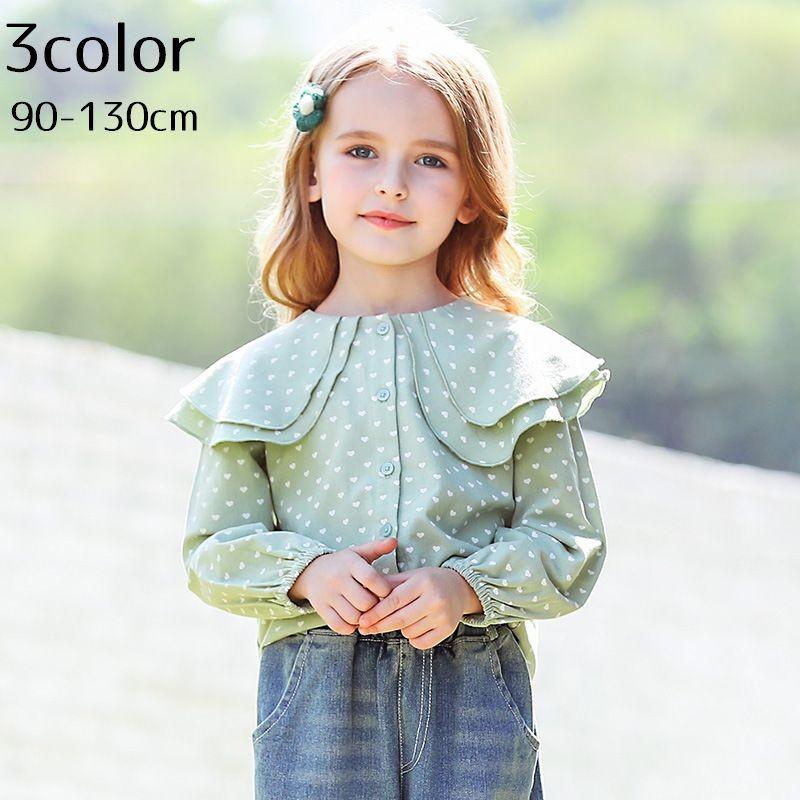 ブラウス シャツ 子供用 キッズ ジュニア 子供服 長袖 ハート グリーン オレンジ パープル 襟付き かわいい おしゃれ お嬢様 きれいめ Top おとりよせ Com 通販 Yahoo ショッピング
