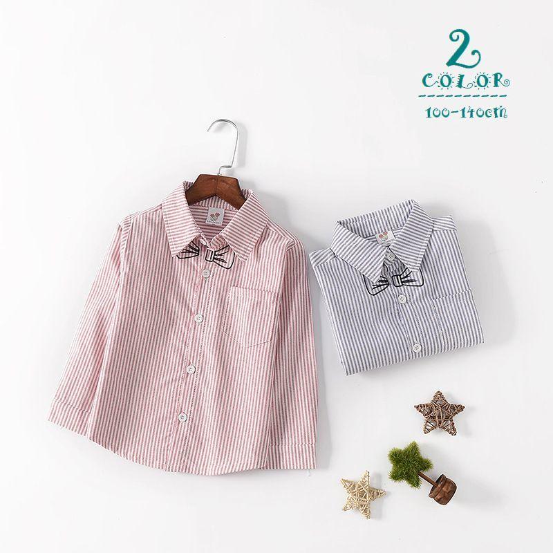 シャツ キッズ ジュニア トップス スタンダードカラー 長袖 ストライプ イラスト 蝶ネクタイ おしゃれ かわいい きちんと Top おとりよせ Com 通販 Yahoo ショッピング