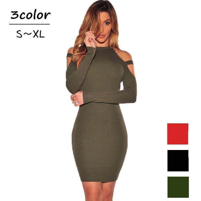 ワンピース 長袖 タイト ミニワンピ ボトルネック オフショルダー 肩出し 肩開き 無地 シンプル セクシー ボディコン ミニ丈 Top おとりよせ Com 通販 Yahoo ショッピング